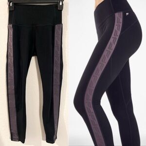 Fabletics Women’s Leggings XXS Black & Purple Monogram High-Waisted 7/8 Workout